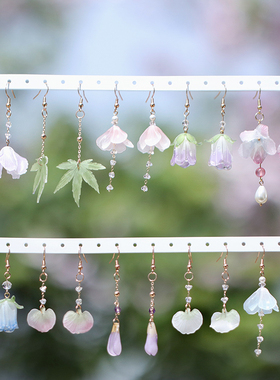 热缩耳环合集 新中式国风热缩花耳饰古风旗袍汉服耳坠耳夹无耳洞