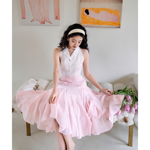 衬衫 复古砍袖 衣橱 百搭气质夏白色上衣 法式 小众收腰修身 女 青