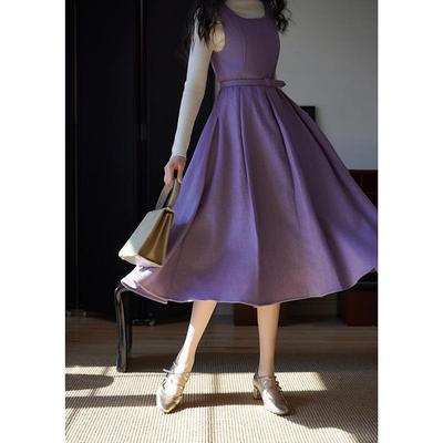 外贸博士醋酸莱赛尔圆领连衣裙