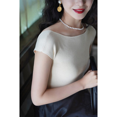 薄款包身针织短袖打底衫秋