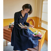 高腰伞裙复古裙子显瘦套装 毛呢套装 裙秋 法式 Chings收腰气质短西装