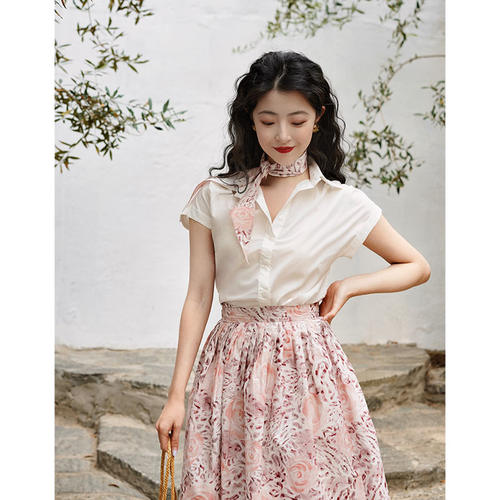 复古百搭上衣短袖白衬衫