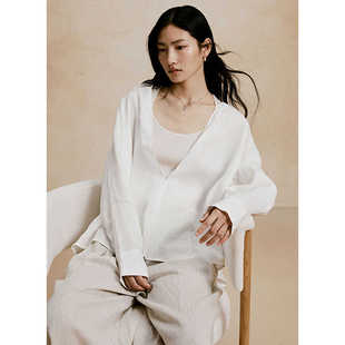 清仓 衬衫 Cyan 亚麻长袖 宽松设计感立体上衣MC2024001 Moza