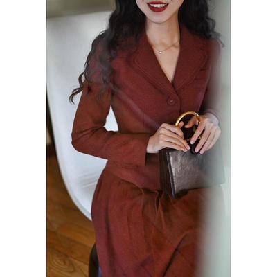 赫本风大摆裙百褶裙秋套装