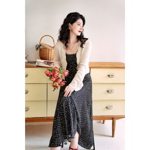 薄针织空调防晒衫 青 羊毛混纺微喇长袖 V领蕾丝边短开衫 衣橱法式