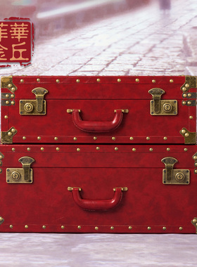 菲华金丘香樟木箱结婚箱子新娘陪嫁箱红嫁妆箱复古皮箱行李箱实木