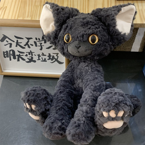 日本品质仿真猫咪玩偶德文卷毛猫白色猫毛绒玩具公仔女生节日礼物