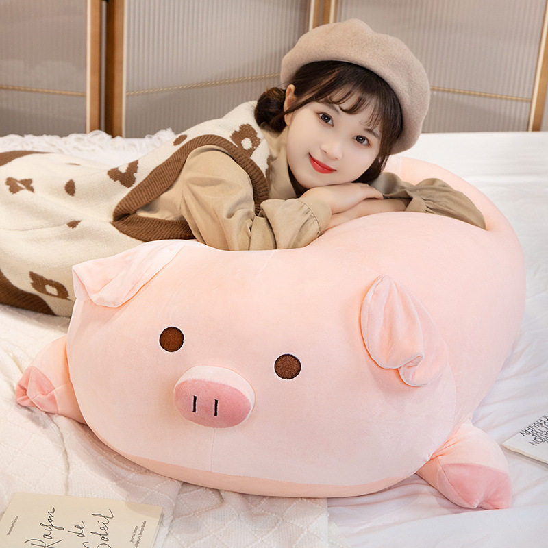 日本可爱小猪抱枕卡通毛绒玩具猪公仔靠枕布娃娃玩偶趴枕礼品礼物