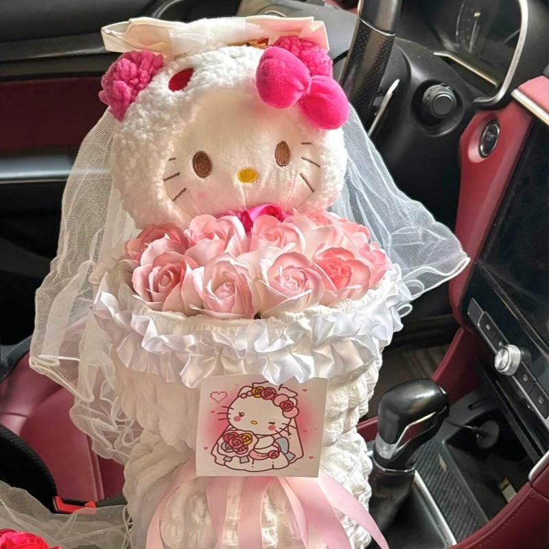 日本品质kt猫helloKitty永生花卡通花束生日礼物送女生朋友闺蜜