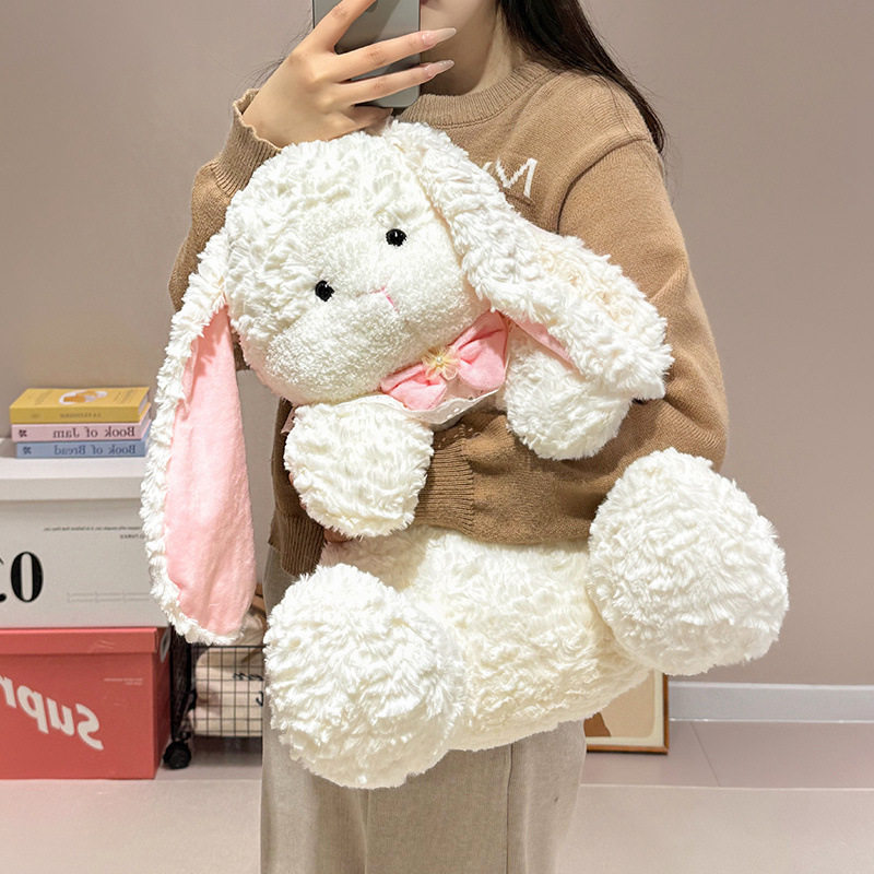 日本品质小女孩床上抱睡小兔子毛绒玩具娃娃可爱狗狗猫咪安抚抱枕