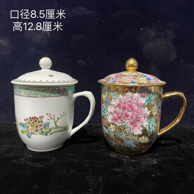 景德镇陶瓷厂货水杯茶杯手绘粉彩花鸟金地万花马克杯居家古玩古董,餐饮具,茶杯,淘宝优惠券,粉丝福利购,淘宝优惠卷