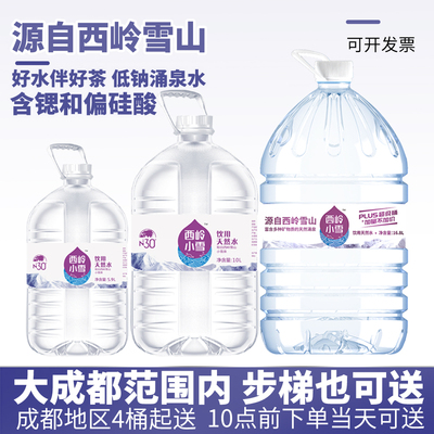 6L/12.8L/16.8L西岭小雪山泉水矿泉水泡茶专用水一次性成都桶装水