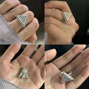 哈萨克民族风银色戒指女士轻奢复古简约个性冷淡风气质开口指环