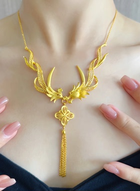 新款龙凤和缘项链耳环戒指小众备婚三件套气质时尚轻奢高端大气女