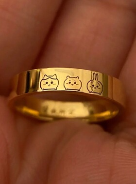 小红书同款chiikawa吉伊小八乌萨奇戒指水洗不掉色涂鸦纪念礼物。