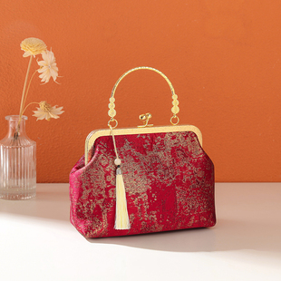 中国风刺绣旗袍女包包中式汉服优雅复古手提包古风小包手拎口金包