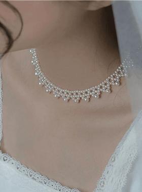 *婚礼系列*仿珍珠项链女ins新娘超仙网红礼服晚宴小众