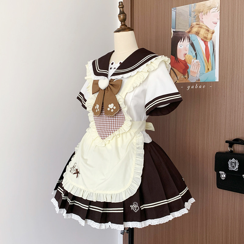 【甜厨小熊】原创收腰女仆风JK制服日系甜美可爱幼稚园软妹水手服