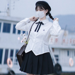 原创【珉岛私立】jk学姐收腰衬衫学院风上衣修身长短袖白色衬衣女