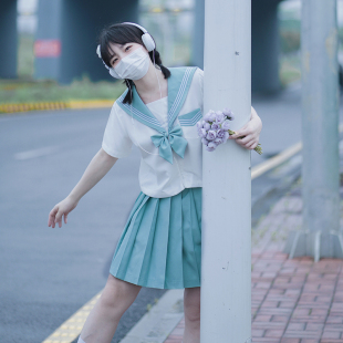 【断码】薄荷绿白三本正版关西襟基础水手服中间服JK制服套装