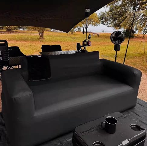 户外露营充气沙发黑色一键自动充气露营便携充气床懒人家用沙发椅