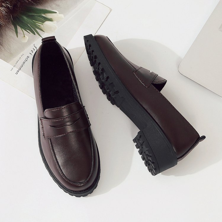 日系小皮鞋女2025春季新款英伦风黑色厚底乐福鞋复古jk制服单鞋子