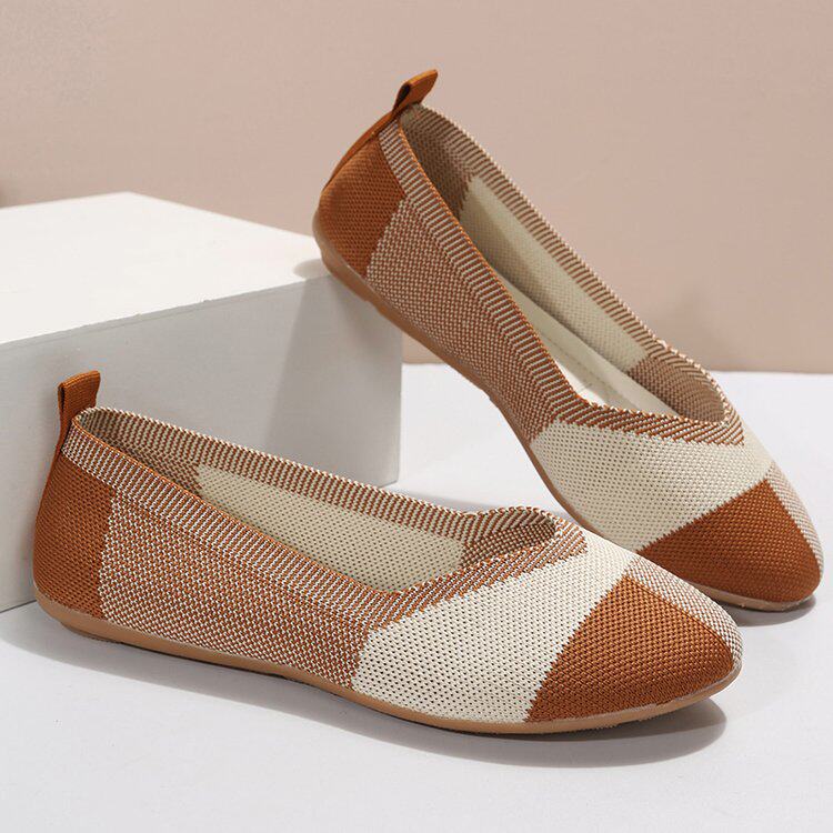 王妃鞋单鞋女2023新款圆头浅口平底飞织编织鞋针织奶奶鞋时尚潮鞋