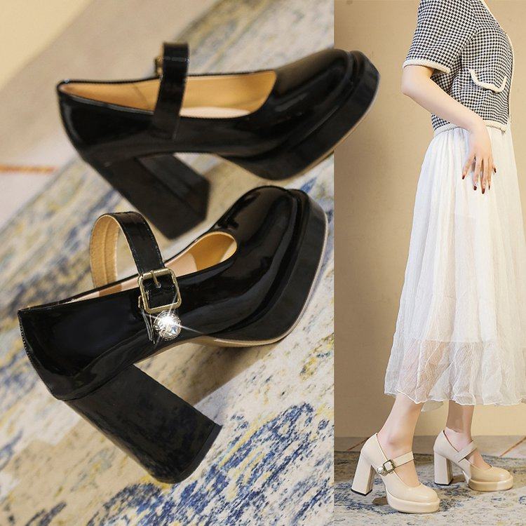 防水台高跟鞋不累脚2025新款一字扣皮鞋春夏女单鞋粗跟玛丽珍女鞋,女鞋,玛丽珍鞋,淘宝优惠券,粉丝福利购,淘宝优惠卷