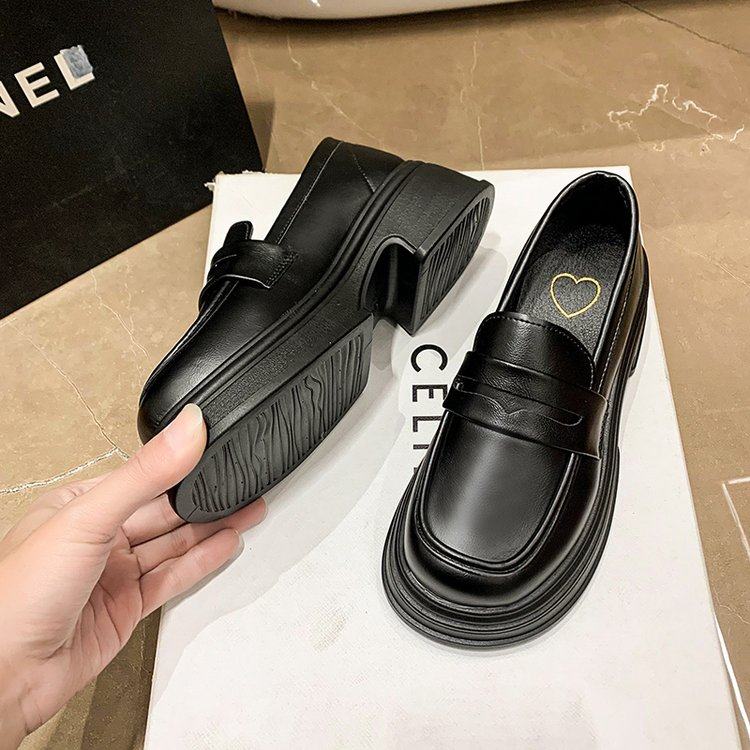 2025年新款乐福鞋女韩版英伦风豆豆鞋松糕底鞋jk平底黑色小皮鞋软,女鞋,乐福鞋（豆豆鞋）,淘宝优惠券,粉丝福利购,淘宝优惠卷