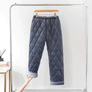 老太太保暖裤 老人珊瑚绒夹棉裤 女大码 居家睡裤 子加绒加厚奶奶冬季