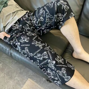 爸爸宽松七分裤 父亲休闲中裤 纯棉绸超薄凉爽中年男士 睡裤 大码 夏季