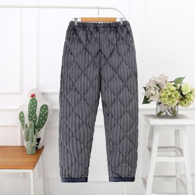 爷爷珊瑚绒夹棉家居裤加厚棉裤子