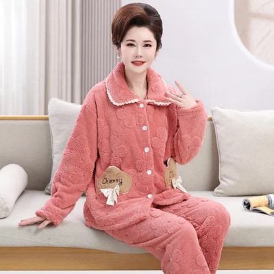 老太太居家冬装睡衣加绒女装保暖