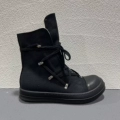 All-Black High-Top Five-Pointed Star Strappy Sneakers
