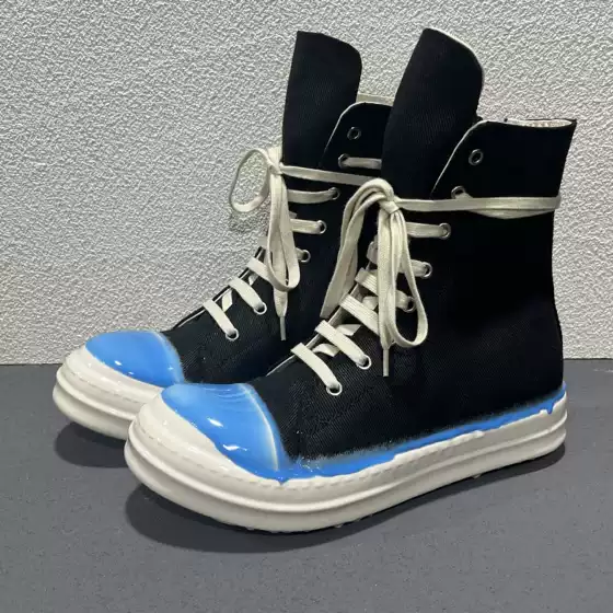 Men's High-Top Shoes 2025 New Model with Waxed Sole, Canvas, Milky Thick Sole, Height-Increasing, European and American High Street Style, Women's Trendy Boots