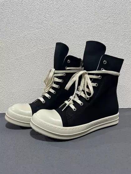 2024 New Ro Shoes High-Top Canvas Waxed Men's Shoes Thick-Soled Casual Height-Increasing Student Large Size Sports Trendy Shoes for Women