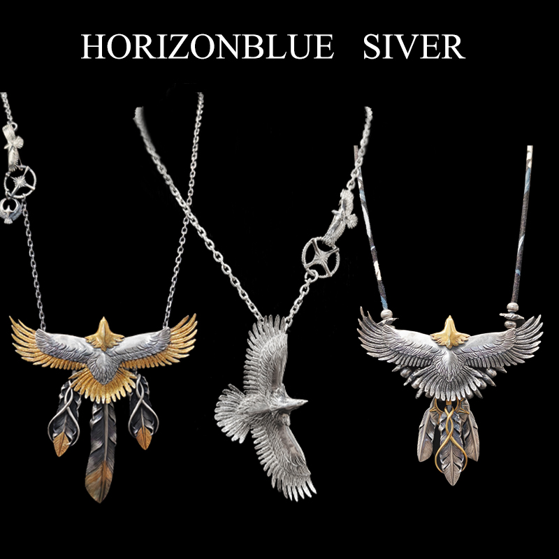 HORIZONBLUESIVER老鹰项链925银