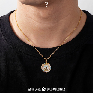 EYEFUNNY狮子笑脸吊坠满钻彩色宝石镶嵌项链男女潮流轻奢小众时尚