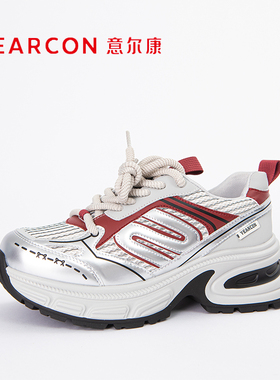 意尔康女式老爹鞋轻便软底超轻2024新款秋季厚底休闲鞋透气48221