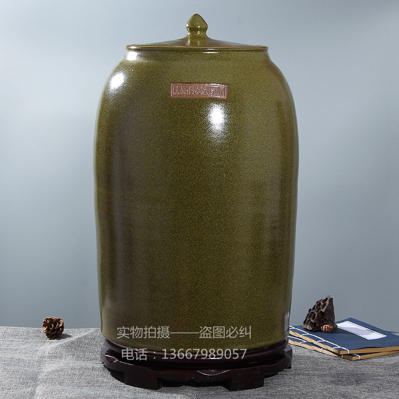 景德镇陶瓷带盖米缸米桶茶叶末油缸水缸50斤100斤防虫防潮泡菜坛