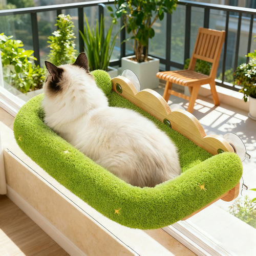 madden猫吊床实木玻璃吸盘式猫窝