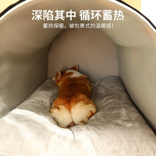 保暖柯基柴犬狗房子封闭式 狗窝中大型犬冬季 可拆洗垫宠物窝泰迪床
