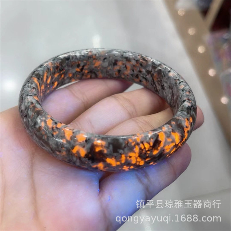 火焰石手镯老料火灵芝火灵石玉镯子女款首饰饰品直播