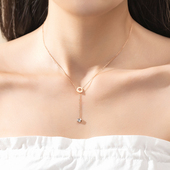 轻奢高级感Y字项链 LOVE字母圆环单钻流苏锁骨链 送闺蜜女友礼物