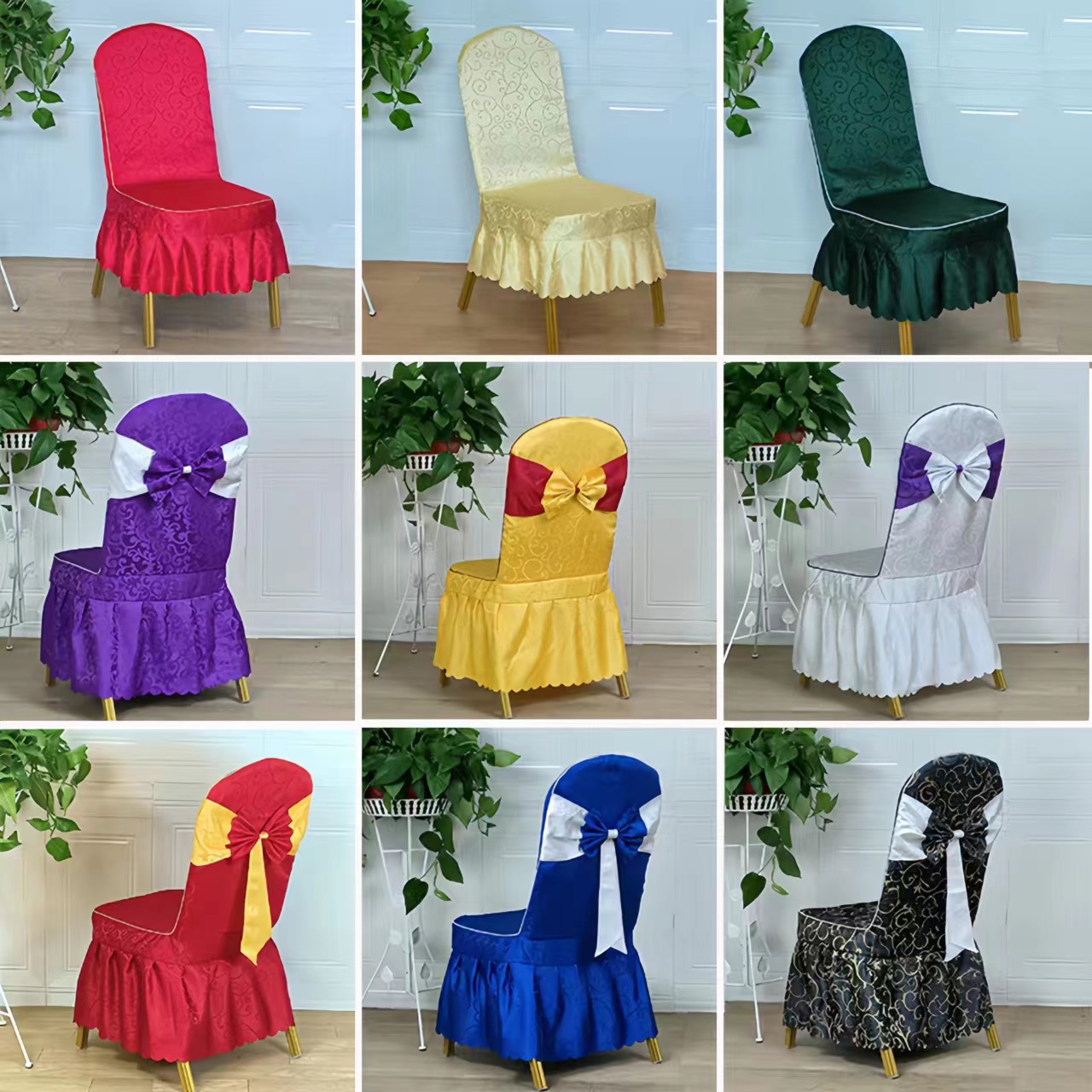 餐桌椅套商用酒店椅套婚庆宴会椅套餐厅椅套罩连体短裙椅子套椅垫