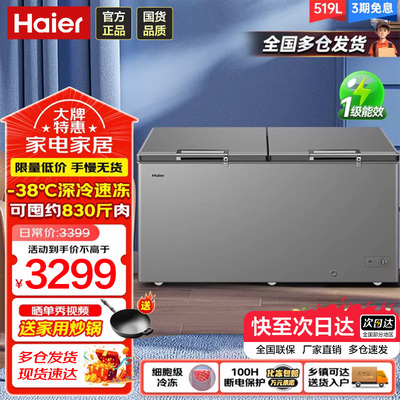 海尔冰柜大容量商用冷柜300/429/519升L家用冷藏全冷冻柜减霜冷柜