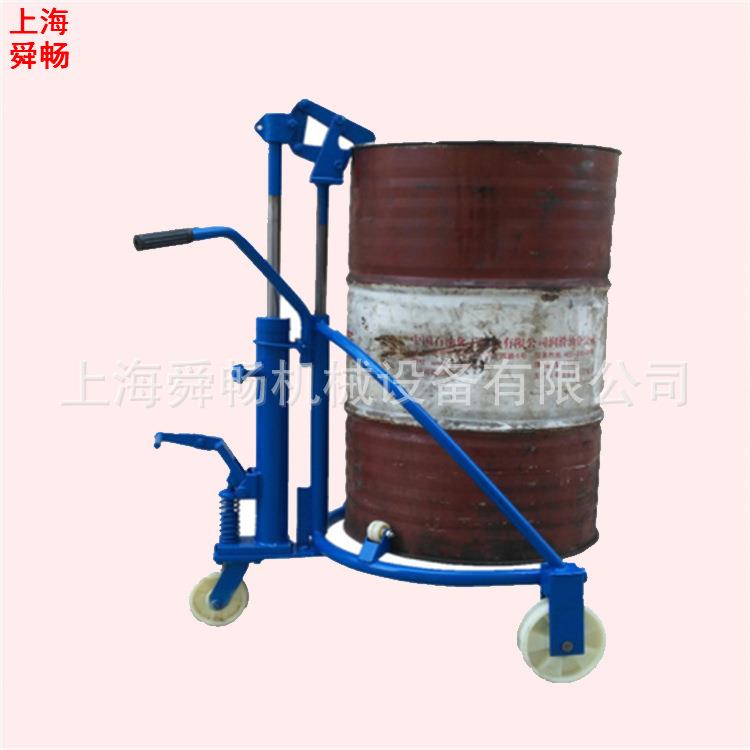 上海手动油桶升高车液压升降装卸搬运车圆桶堆高运输小拖车