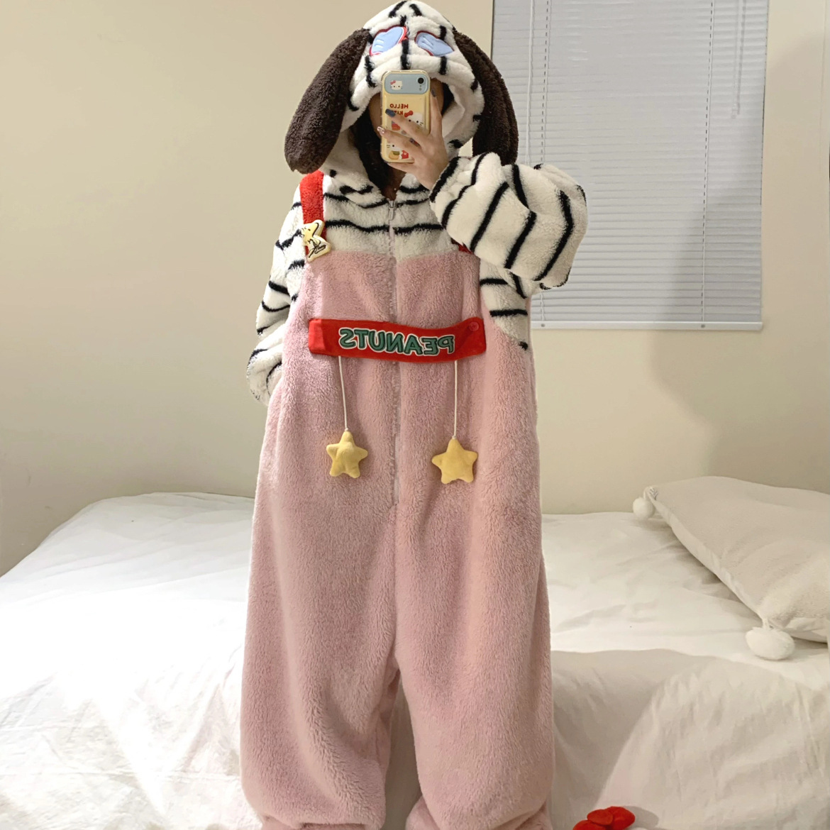 史努比珊瑚绒女秋冬季加厚保暖