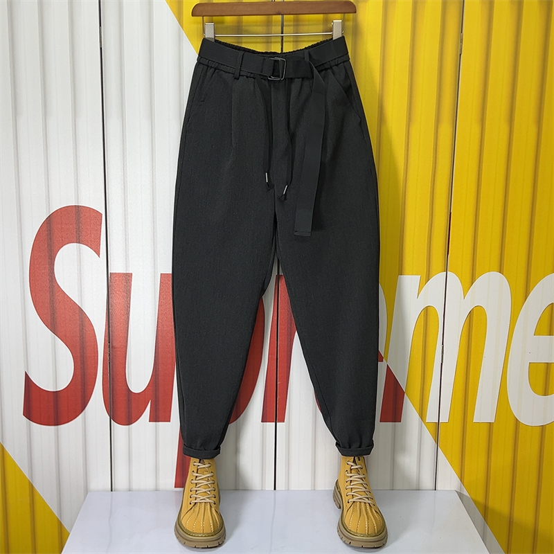 九分宽松时尚休闲腰带休闲西裤