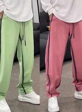 潮牌美式设计感扎染休闲裤男夏季新款宽松直筒高级感阔腿运动卫裤